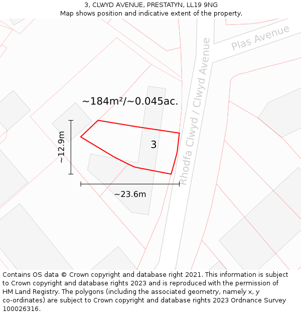3, CLWYD AVENUE, PRESTATYN, LL19 9NG: Plot and title map