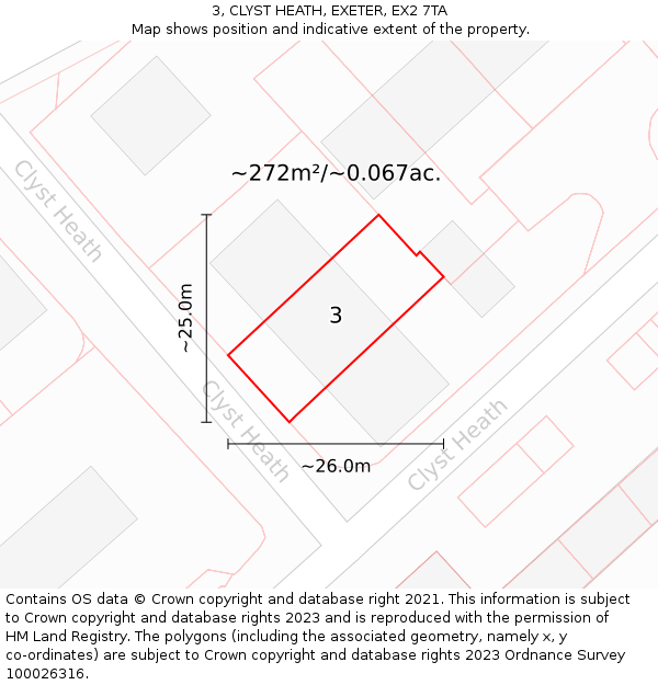 3, CLYST HEATH, EXETER, EX2 7TA: Plot and title map