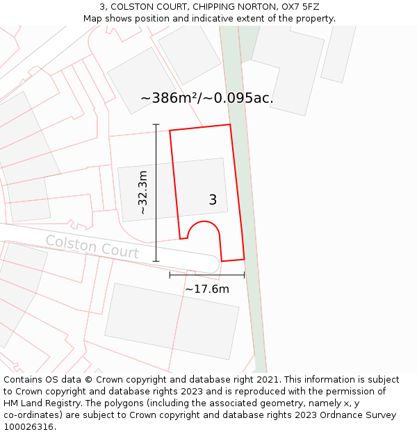 3, COLSTON COURT, CHIPPING NORTON, OX7 5FZ: Plot and title map
