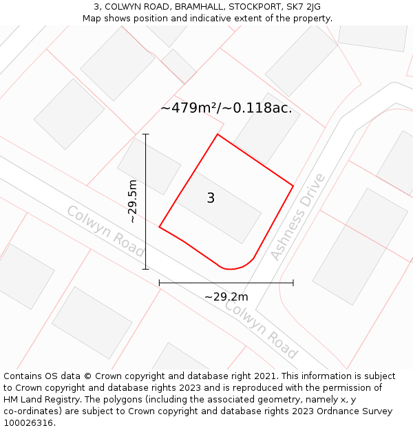 3, COLWYN ROAD, BRAMHALL, STOCKPORT, SK7 2JG: Plot and title map