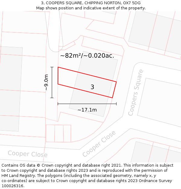 3, COOPERS SQUARE, CHIPPING NORTON, OX7 5DG: Plot and title map