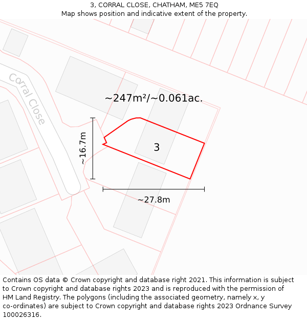 3, CORRAL CLOSE, CHATHAM, ME5 7EQ: Plot and title map