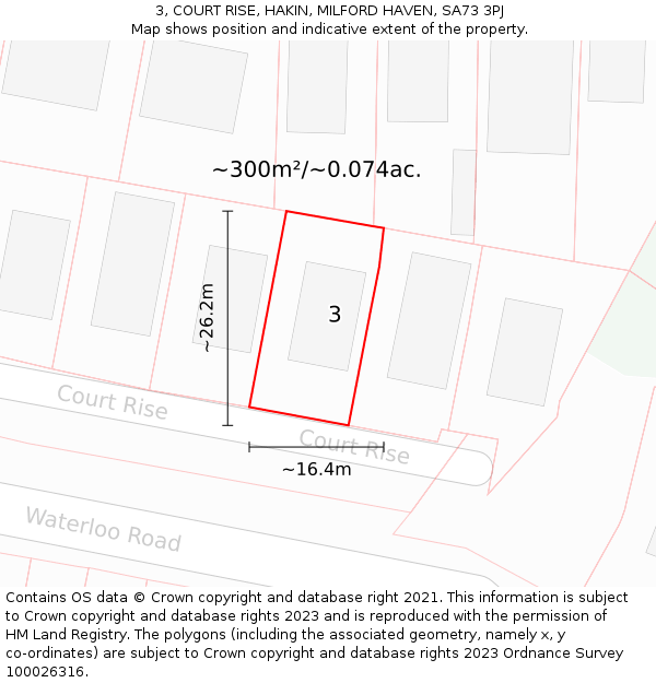 3, COURT RISE, HAKIN, MILFORD HAVEN, SA73 3PJ: Plot and title map