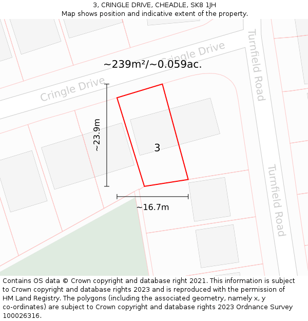 3, CRINGLE DRIVE, CHEADLE, SK8 1JH: Plot and title map