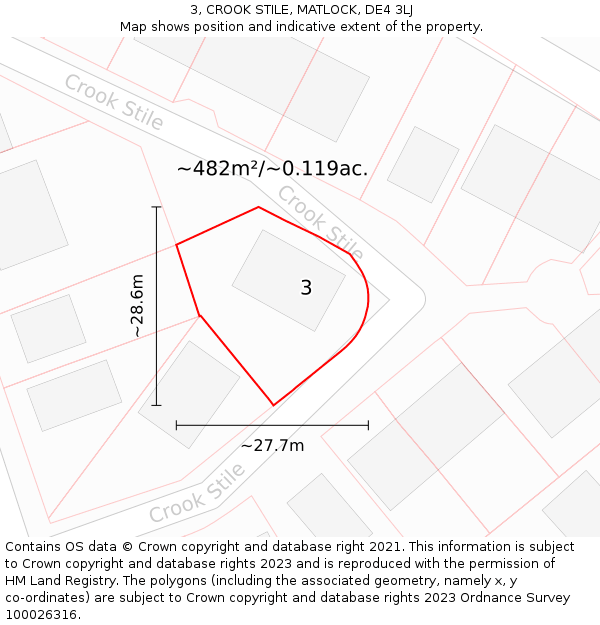 3, CROOK STILE, MATLOCK, DE4 3LJ: Plot and title map