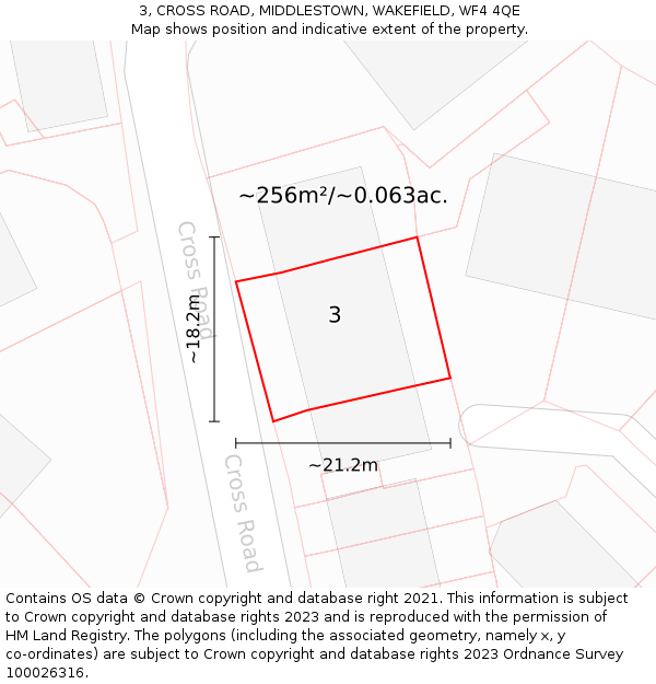 3, CROSS ROAD, MIDDLESTOWN, WAKEFIELD, WF4 4QE: Plot and title map