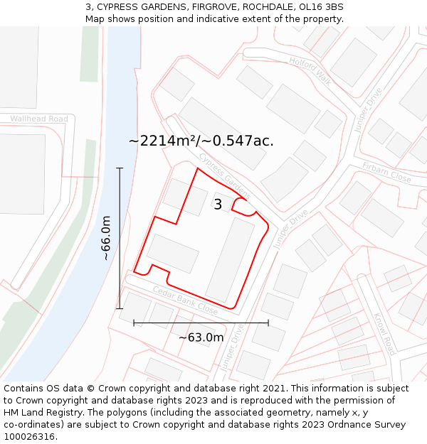 3, CYPRESS GARDENS, FIRGROVE, ROCHDALE, OL16 3BS: Plot and title map