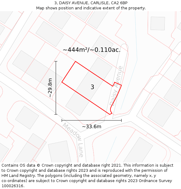 3, DAISY AVENUE, CARLISLE, CA2 6BP: Plot and title map