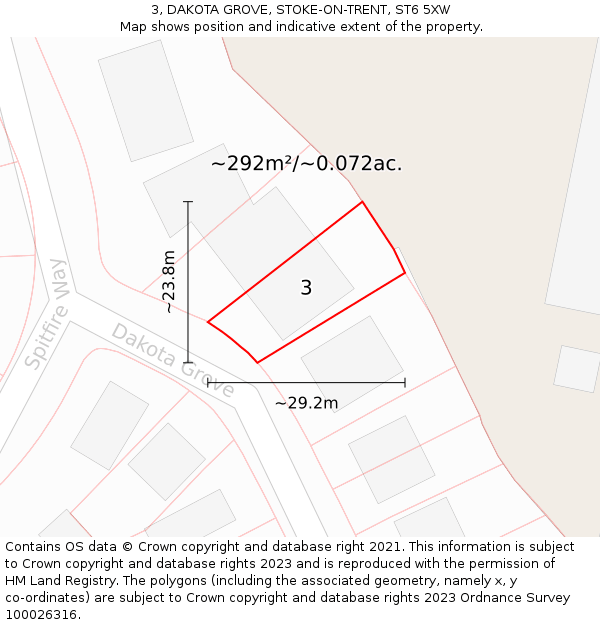 3, DAKOTA GROVE, STOKE-ON-TRENT, ST6 5XW: Plot and title map