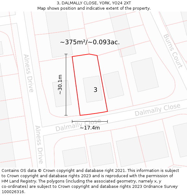 3, DALMALLY CLOSE, YORK, YO24 2XT: Plot and title map