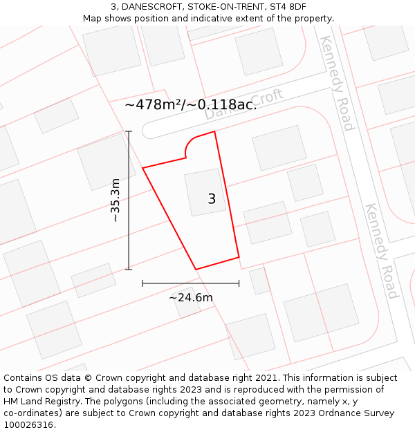 3, DANESCROFT, STOKE-ON-TRENT, ST4 8DF: Plot and title map