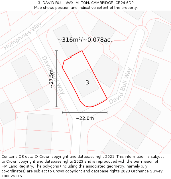 3, DAVID BULL WAY, MILTON, CAMBRIDGE, CB24 6DP: Plot and title map