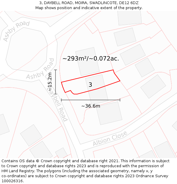 3, DAYBELL ROAD, MOIRA, SWADLINCOTE, DE12 6DZ: Plot and title map