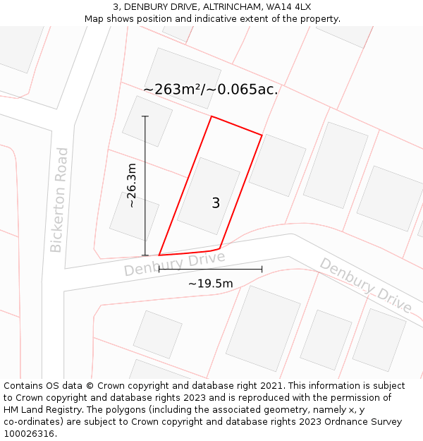 3, DENBURY DRIVE, ALTRINCHAM, WA14 4LX: Plot and title map