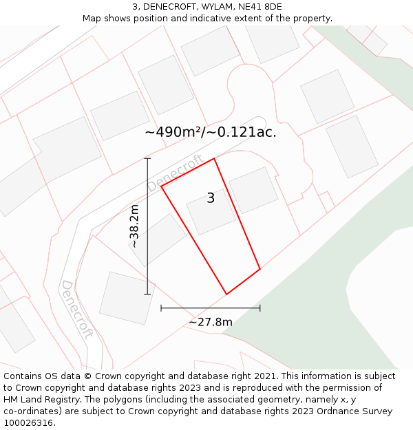 3, DENECROFT, WYLAM, NE41 8DE: Plot and title map