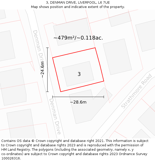 3, DENMAN DRIVE, LIVERPOOL, L6 7UE: Plot and title map