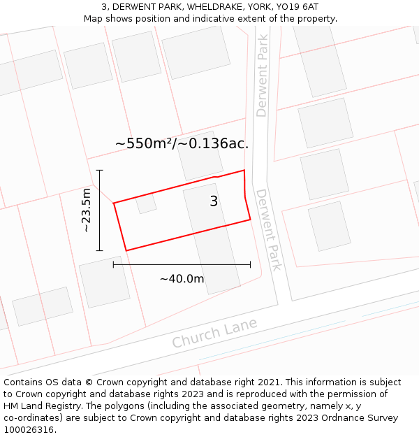 3, DERWENT PARK, WHELDRAKE, YORK, YO19 6AT: Plot and title map