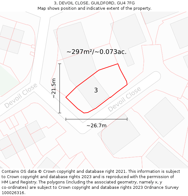 3, DEVOIL CLOSE, GUILDFORD, GU4 7FG: Plot and title map