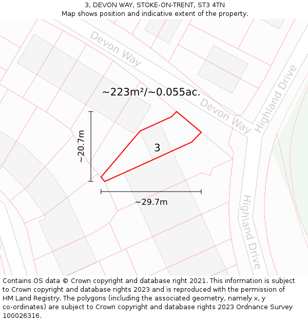 3, DEVON WAY, STOKE-ON-TRENT, ST3 4TN: Plot and title map