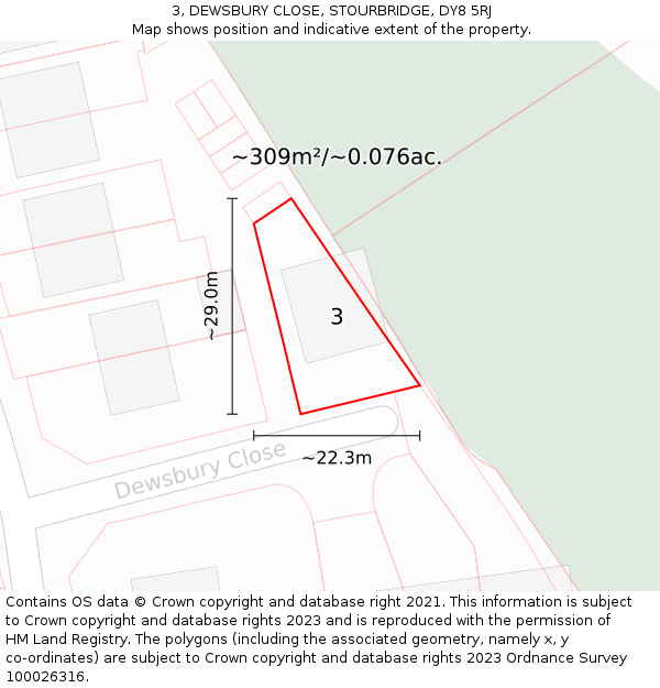 3, DEWSBURY CLOSE, STOURBRIDGE, DY8 5RJ: Plot and title map