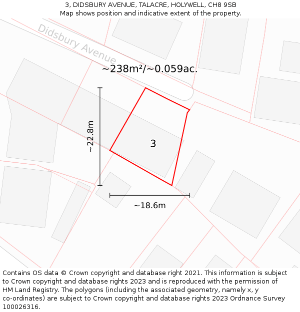 3, DIDSBURY AVENUE, TALACRE, HOLYWELL, CH8 9SB: Plot and title map