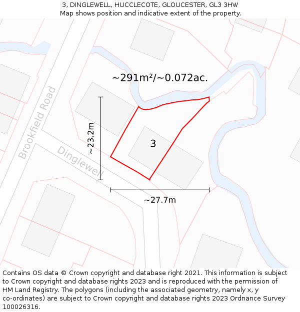 3, DINGLEWELL, HUCCLECOTE, GLOUCESTER, GL3 3HW: Plot and title map