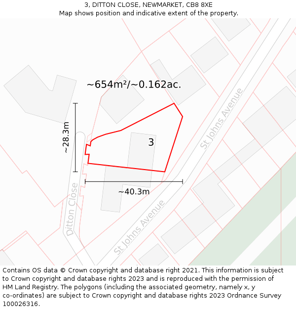 3, DITTON CLOSE, NEWMARKET, CB8 8XE: Plot and title map