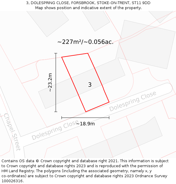 3, DOLESPRING CLOSE, FORSBROOK, STOKE-ON-TRENT, ST11 9DD: Plot and title map