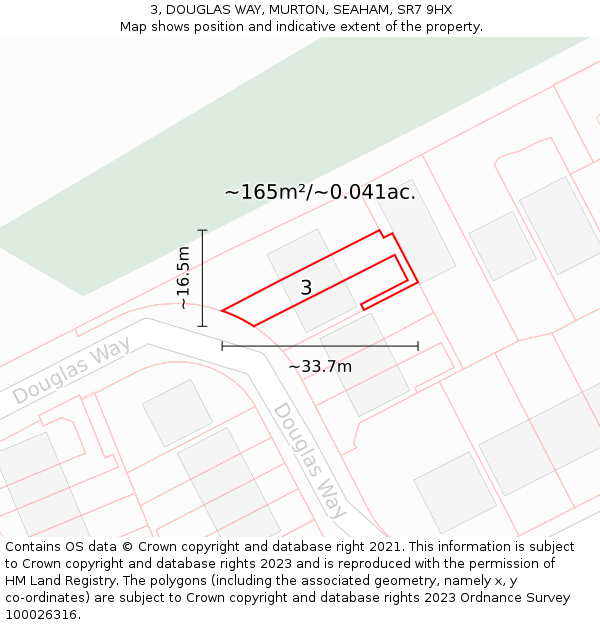 3, DOUGLAS WAY, MURTON, SEAHAM, SR7 9HX: Plot and title map