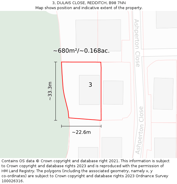 3, DULAIS CLOSE, REDDITCH, B98 7NN: Plot and title map