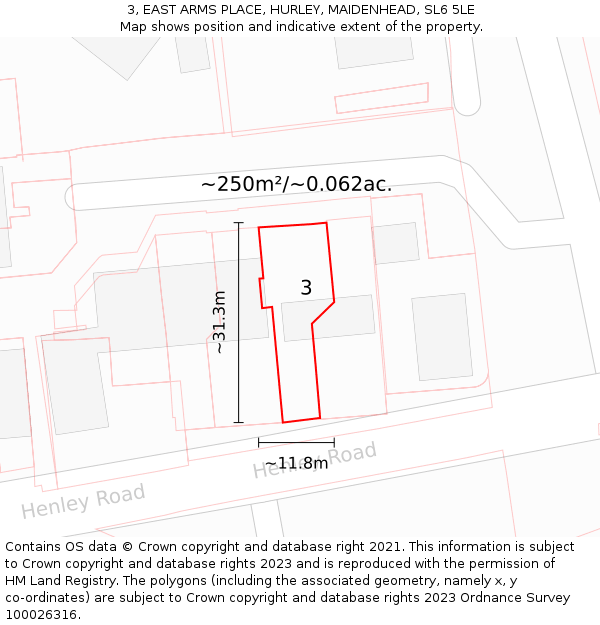 3, EAST ARMS PLACE, HURLEY, MAIDENHEAD, SL6 5LE: Plot and title map