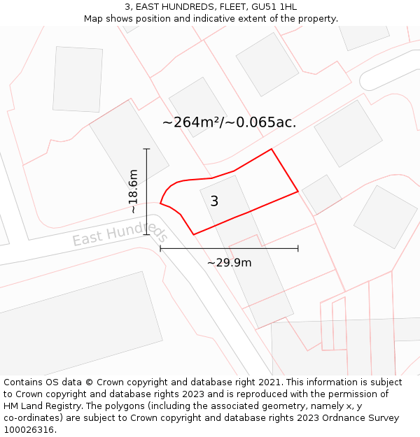 3, EAST HUNDREDS, FLEET, GU51 1HL: Plot and title map