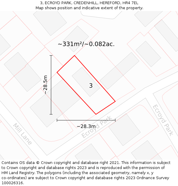 3, ECROYD PARK, CREDENHILL, HEREFORD, HR4 7EL: Plot and title map