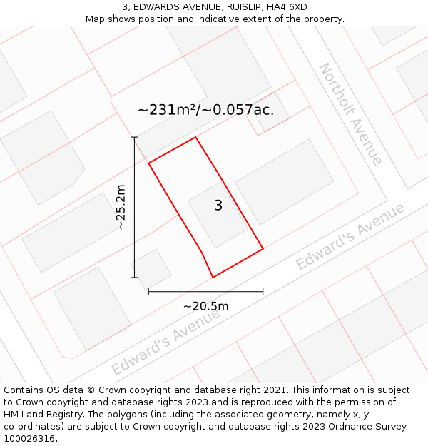 3, EDWARDS AVENUE, RUISLIP, HA4 6XD: Plot and title map