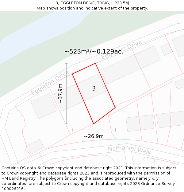 3, EGGLETON DRIVE, TRING, HP23 5AJ: Plot and title map