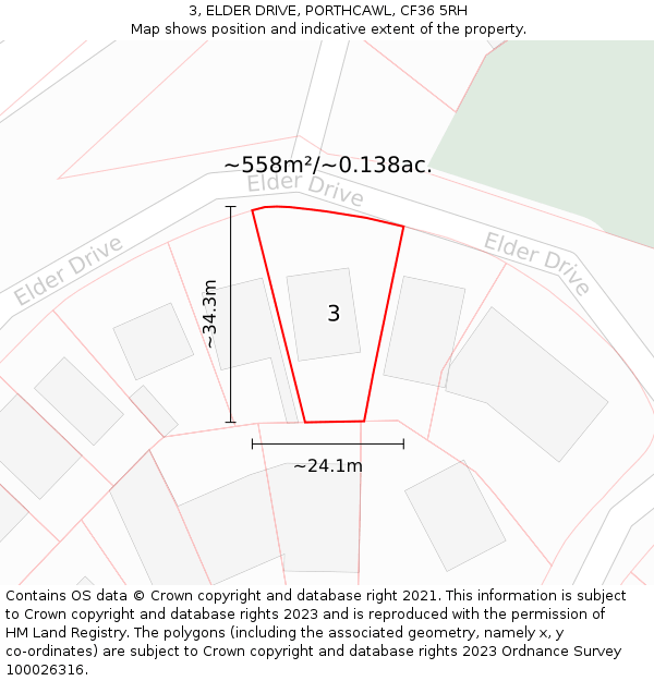 3, ELDER DRIVE, PORTHCAWL, CF36 5RH: Plot and title map