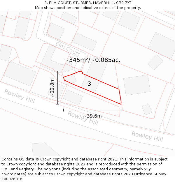 3, ELM COURT, STURMER, HAVERHILL, CB9 7YT: Plot and title map