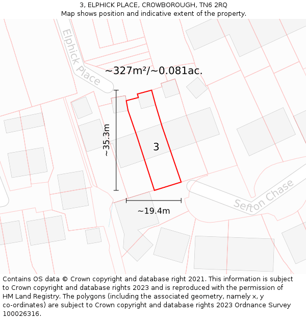 3, ELPHICK PLACE, CROWBOROUGH, TN6 2RQ: Plot and title map