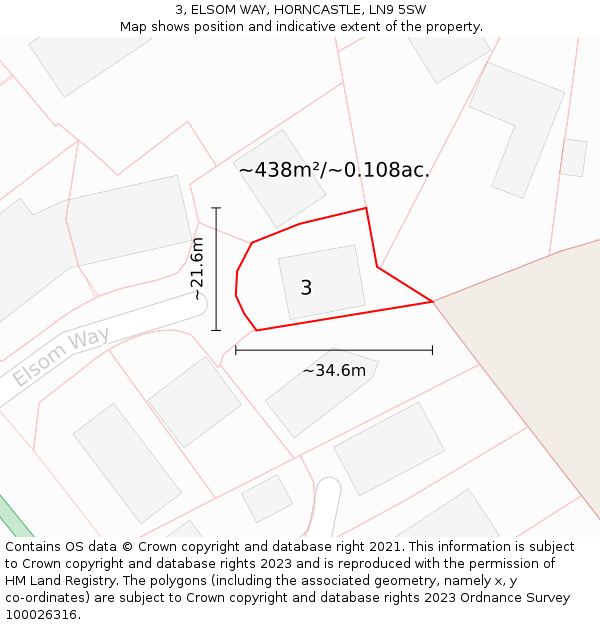 3, ELSOM WAY, HORNCASTLE, LN9 5SW: Plot and title map