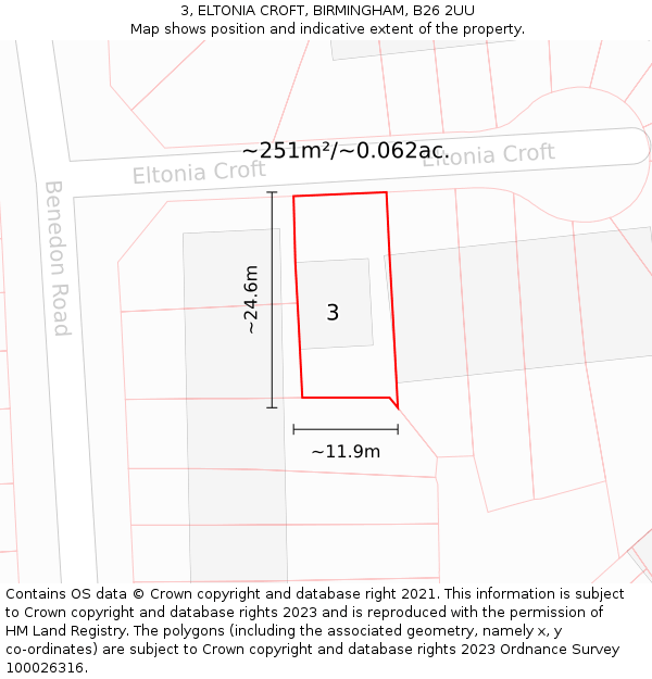 3, ELTONIA CROFT, BIRMINGHAM, B26 2UU: Plot and title map