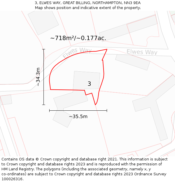 3, ELWES WAY, GREAT BILLING, NORTHAMPTON, NN3 9EA: Plot and title map