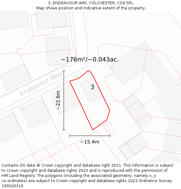 3, ENDEAVOUR WAY, COLCHESTER, CO4 5PL: Plot and title map