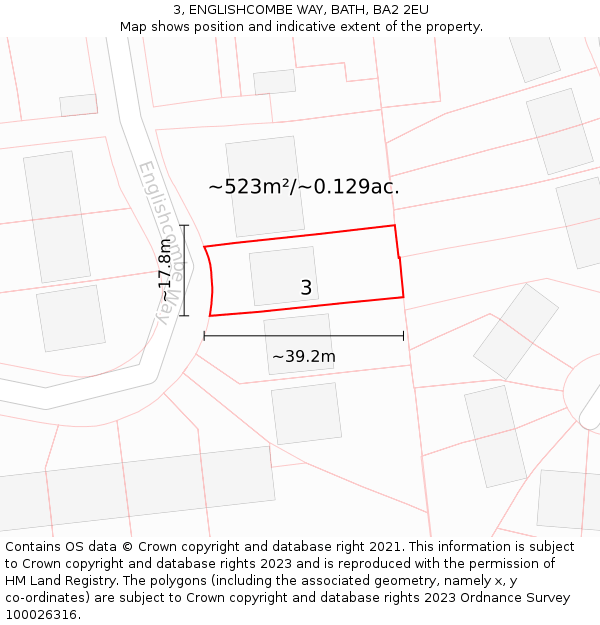 3, ENGLISHCOMBE WAY, BATH, BA2 2EU: Plot and title map