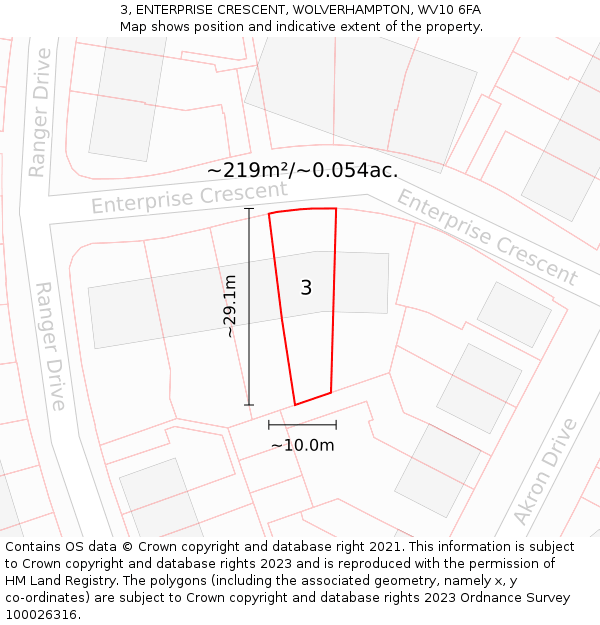 3, ENTERPRISE CRESCENT, WOLVERHAMPTON, WV10 6FA: Plot and title map