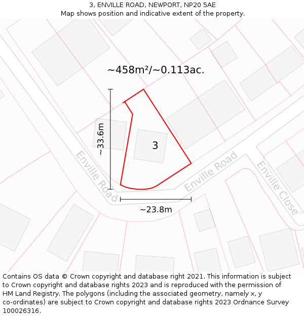 3, ENVILLE ROAD, NEWPORT, NP20 5AE: Plot and title map