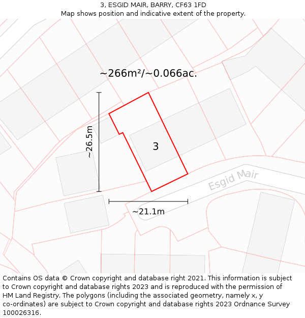 3, ESGID MAIR, BARRY, CF63 1FD: Plot and title map