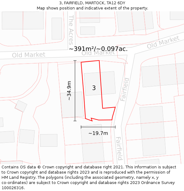 3, FAIRFIELD, MARTOCK, TA12 6DY: Plot and title map