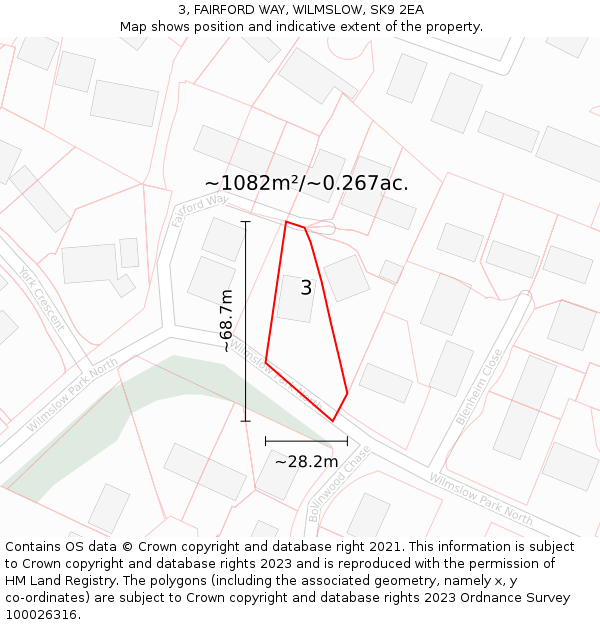 3, FAIRFORD WAY, WILMSLOW, SK9 2EA: Plot and title map