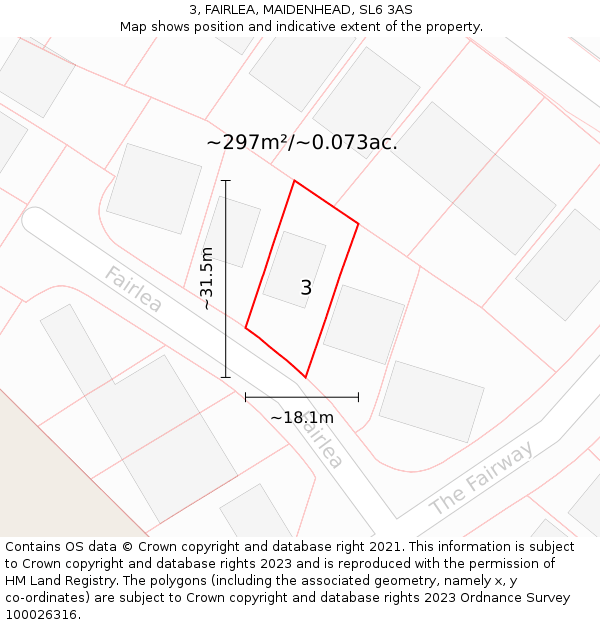 3, FAIRLEA, MAIDENHEAD, SL6 3AS: Plot and title map