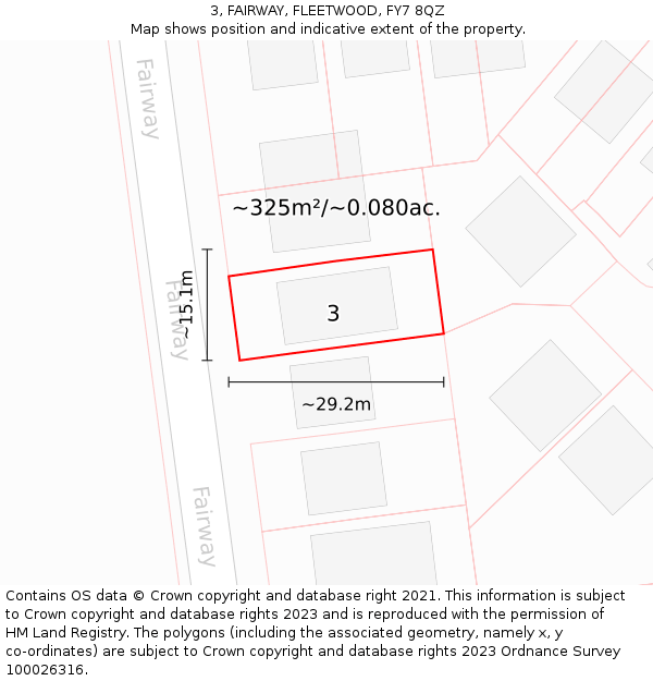 3, FAIRWAY, FLEETWOOD, FY7 8QZ: Plot and title map